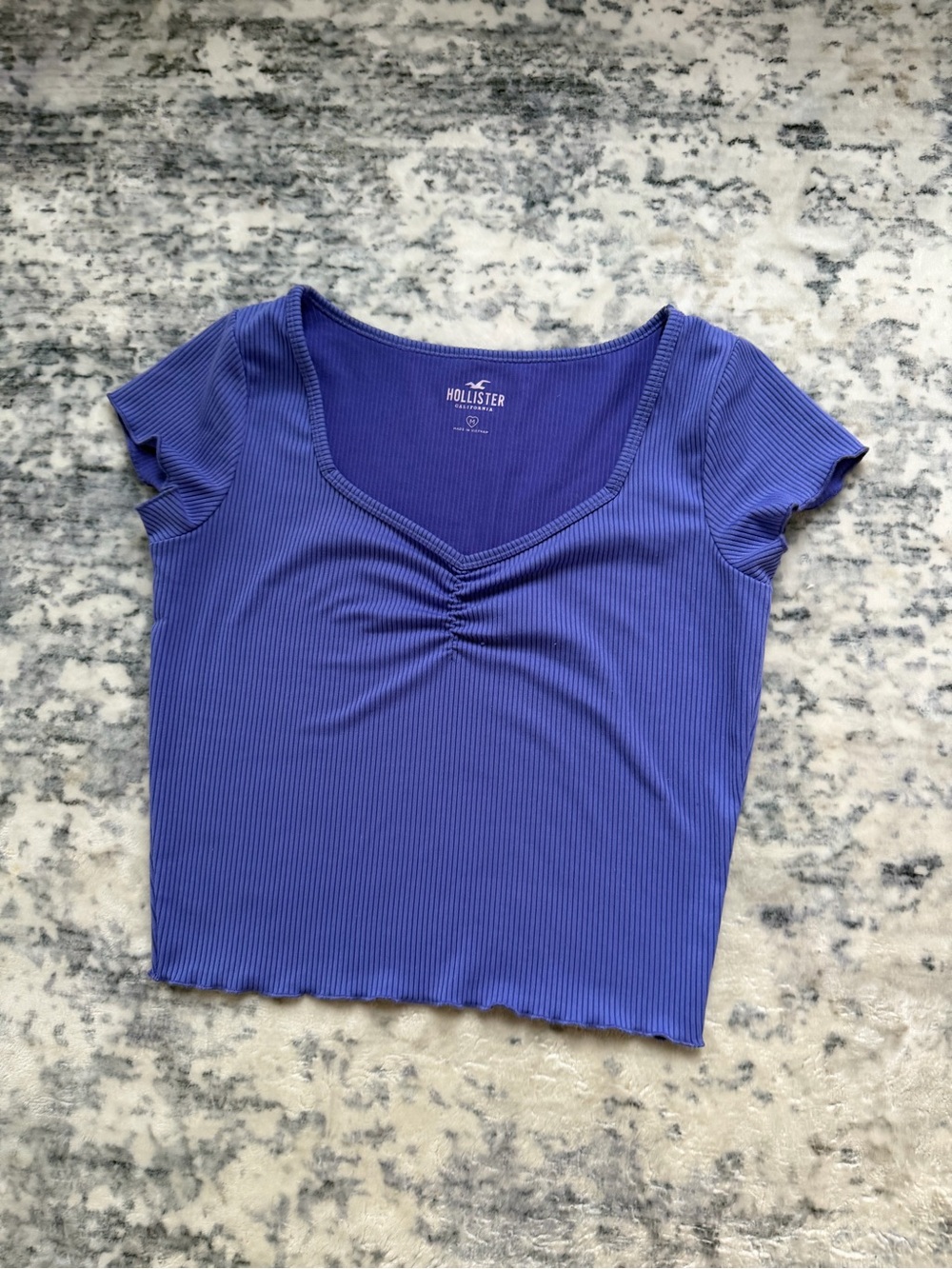 Hollister Ribbed Scoop-Neck Short Sleeve Crop Top in Periwinkle